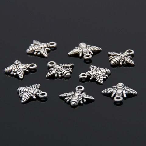 Mini abeille en argent, 200 pièces, breloques, insectes, Animal, pendentif, fabrication de bijoux, accessoires artisanaux faits à la main, A3450 ► Photo 1/5