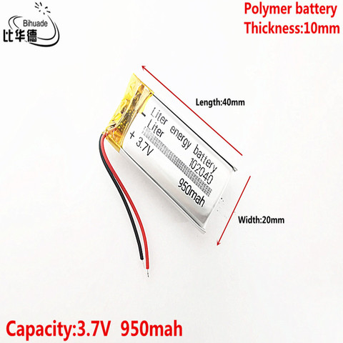 Litre batterie d'énergie bonne qualité 3.7V,950mAH 102040 polymère lithium ion / Li-ion batterie pour tablette, GPS,mp3,mp4 ► Photo 1/5