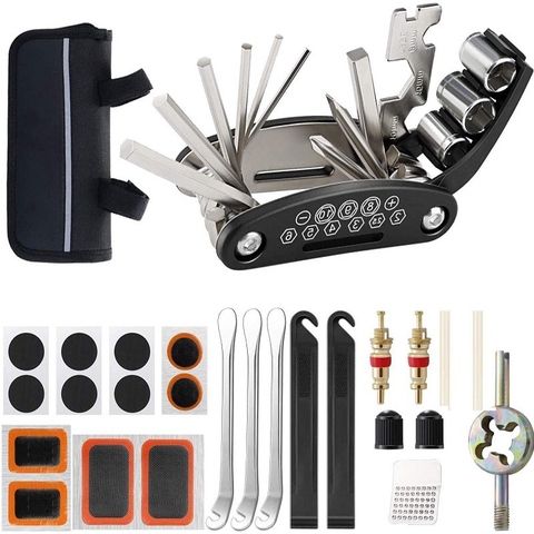Kit d'outils de réparation de vélo accessoires de vélo ensemble d'outils multiples avec Patch de pneu de pompe ► Photo 1/6