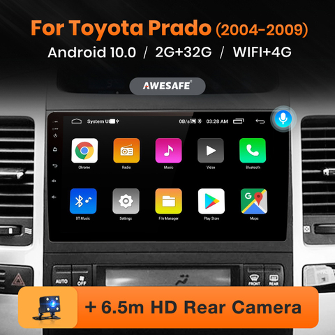 AWESAFE – autoradio PX9 Android 10, Navigation GPS, DVD, lecteur multimédia vidéo, pour voiture Toyota Land Cruiser Prado 120 Prado 3 (2004 – 2009) ► Photo 1/6