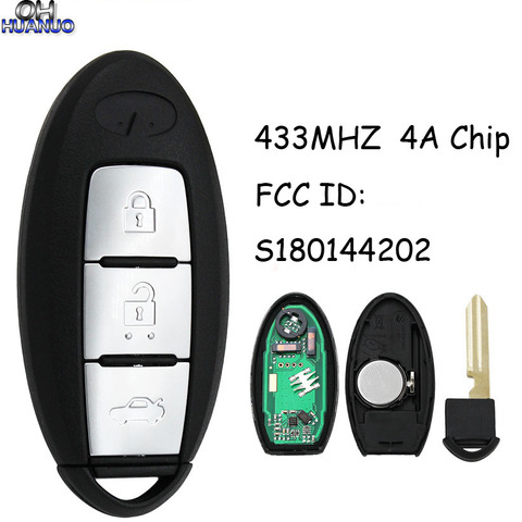 Nouveau porte-clés à distance intelligent 2 + 1/3 bouton 433MHZ avec puce 4A pour Infiniti Q50L Q50S FCC ID: S180144202 ► Photo 1/6