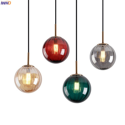 IWHD-lampe suspendue en forme de boule de verre au design nordique moderne, Luminaire d'intérieur, idéal pour un salon ou une chambre à coucher, pendentif LED ► Photo 1/6