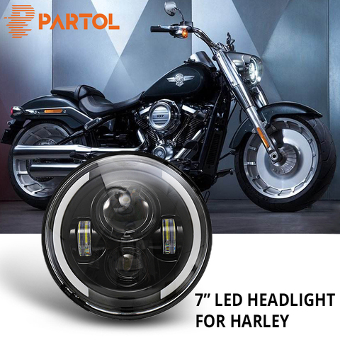 Partol-feu de jour pour moto, DRL, faisceau élevé et de faible hauteur, pour Harley FLD Touring Softail, 7 pouces phare LED 60W H4 H13, 6500K 12V ► Photo 1/6