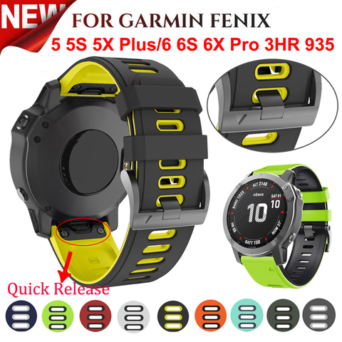 26 22MM Silicone attache rapide bracelet de montre pour Garmin Fenix 6X 6 6S Pro smartwatch Easyfit bracelet de poignet Fenix 5X 5 5S ► Photo 1/6