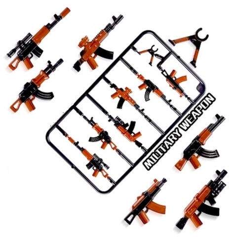 AK47 – machine-pistolet en plastique, figurines de ville, pièces de briques, blocs de construction, Mini jouets originaux, playmobil ► Photo 1/1