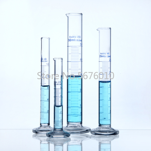 Cylindre de mesure précis en verre gradué 6 pièces/ensemble, équipement de laboratoire de chimie ► Photo 1/6
