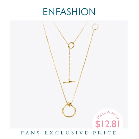 Enfashion classique noeud pendentifs colliers en acier inoxydable couleur or Collier ras du cou pour les femmes longue chaîne bijoux Collier ► Photo 1/6