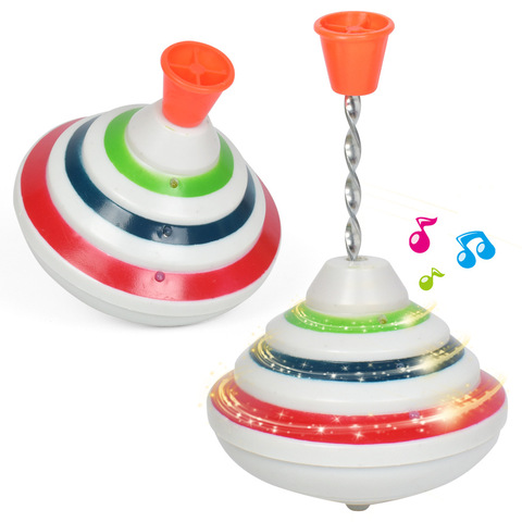 Toupies classique jouet drôle musique lumière Gyro jouet main pousser vers le bas Spinner haut LED Flash Gyro enfants garçon cadeau d'anniversaire enfants ► Photo 1/6