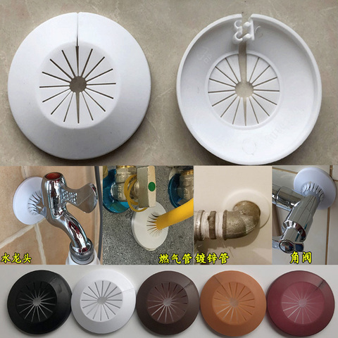 2 pièces en plastique trou mural couvercle de conduit robinet de douche angle valve tuyau bouchon décoration couverture snap-on plaque accessoires de robinet de cuisine ► Photo 1/6