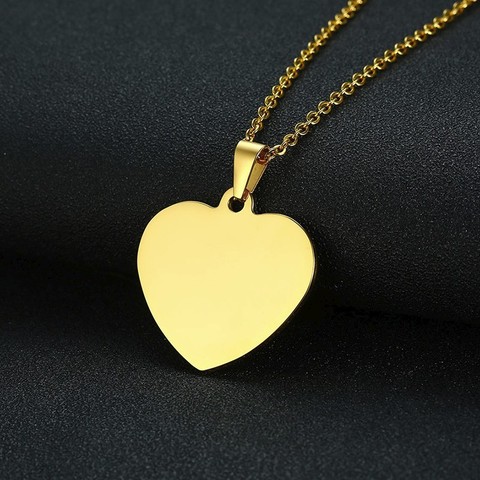 Vnox Simple coeur pendentifs pour femmes hommes collier plaine acier inoxydable tour de cou classique unisexe bijoux ► Photo 1/6