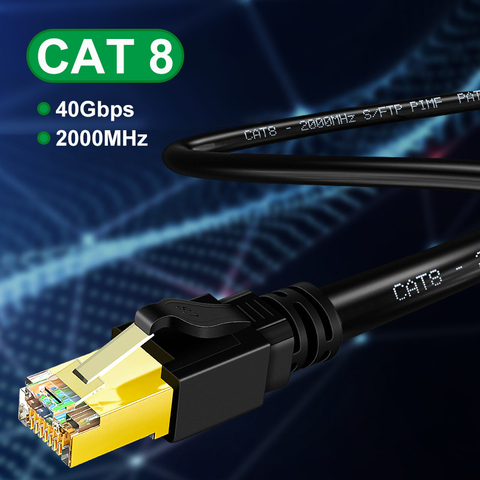 Câble Ethernet Tomtif Rj45 Cat7 Cat8 câble Lan Double fil blindé CAT 8 40Gbps 2000MHz cordon réseau pour ordinateurs portables PS 4 routeur ► Photo 1/6