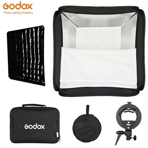 Godox 60cm x 60cm s-type Bowens Comet Elinchrom support de Flash Portable pliable Softbox avec grille étui de transport ► Photo 1/6