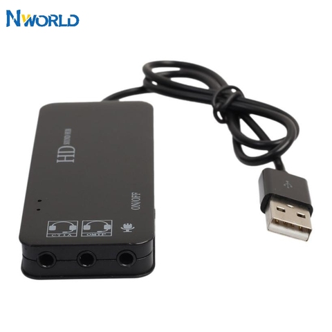 Multi-fonction 3 ports Usb 2.0 externe 7.1Ch stéréo carte son adaptateur 2 Micphone Jack 3.5mm écouteur Audio AU pour Pc ► Photo 1/6