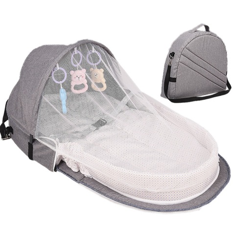 Lit Portable pliable pour bébé, lit nid pour voyage, sac de lit pliable avec moustiquaire, panier de couchage pour nourrissons avec jouets ► Photo 1/6