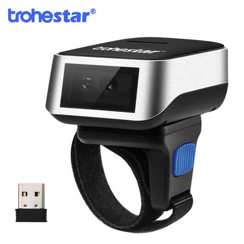 Lecteur portatif portatif de Code barres d'usb de Scanner de Code barres d'anneau sans fil de Bluetooth compatible pour Windows Scanner sans fil CCD Scanner QR 2D Bluetooth portable ► Photo 1/6