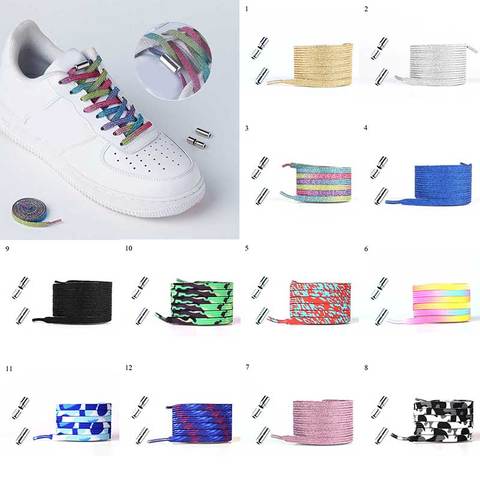 Lacets de verrouillage élastiques plats, chaussures pour enfants et adultes, sans cravate, rapides, Sneakers ► Photo 1/6