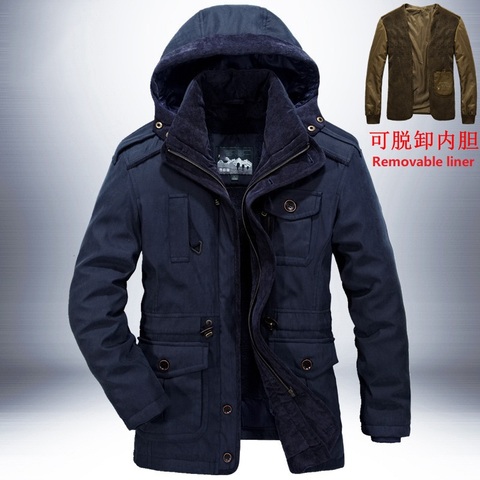 Parker manteau décontracté classique hiver veste hommes coupe-vent chaud à capuche manteau mode extérieur manteau hommes peluche épaississement chaleur ► Photo 1/5