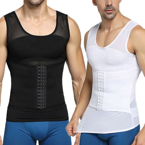 Hommes Shapewear crochet oeil fermeture réglable ventre contrôle gilet taille formateur minceur Abdomen débardeur respirant maille corps Shaper ► Photo 1/6