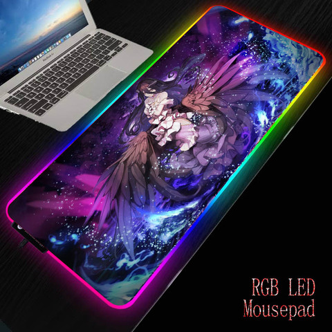 MRGBEST Anime Overlord fille LED jeu rvb grand Gamer tapis de souris USB rétro-éclairé arc-en-ciel éclairage ordinateur tapis clavier tapis de bureau ► Photo 1/6