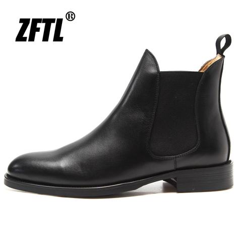 ZFTL hommes bottines Chelsea homme bottes homme affaires mode homme slip-on bottes grande taille en cuir véritable chevalier hommes bottes ► Photo 1/6