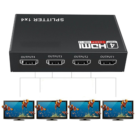 1x4 convertisseur de répartiteur compatible HDMI 1 en 4 sortie HD 1.4 séparateur amplificateur HDCP 1080P double affichage pour HDTV DVD PS3 Xbox ► Photo 1/6