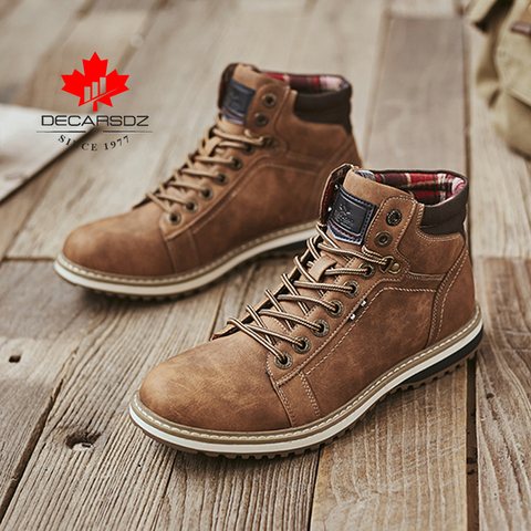 DECARSDZ hommes bottes à lacets chaussures en cuir populaire confortable automne hommes chaussures bottes décontractées pour homme mode hommes bottes randonnée Botas Hombre ► Photo 1/6
