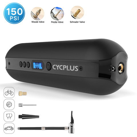 CYCPLUS Mini pompe à vélo gonfleur d'air électrique Rechargeable haute pression vélo vélo accessoires pour Foot Ball voiture vtt pneus ► Photo 1/6