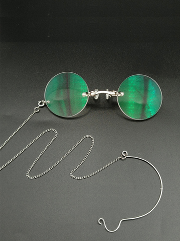 Lunettes Anti-antiques avec myopie ronde ou verres presbytes, lunettes avec pince-nez argenté, avec chaîne, lunettes d'opéra ► Photo 1/5