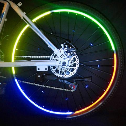 Autocollants fluorescents réfléchissants de réflecteur de bicyclette de jante d'autocollant de vélo de 26 pouces pour l'approvisionnement personnel extérieur de bicyclette de soin ► Photo 1/6