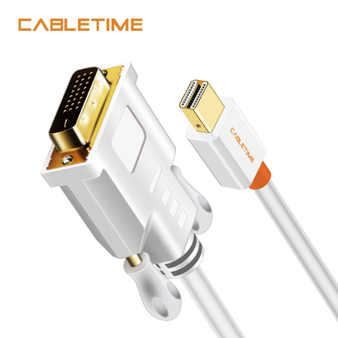 CABLETIME Thunderbolt Mini Displayport Mini DP vers DVI convertisseur de câble pour MacBook Pro AiMini TV adaptateur de projecteur d'ordinateur portable N014 ► Photo 1/6