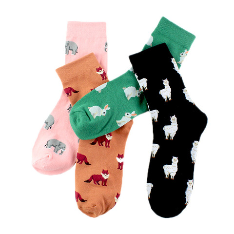 PEONFLYBrand – chaussettes japonaises Harajuku, lapin, chat, renard, animaux, Kawaii, pour femmes, EU35-40 ► Photo 1/6
