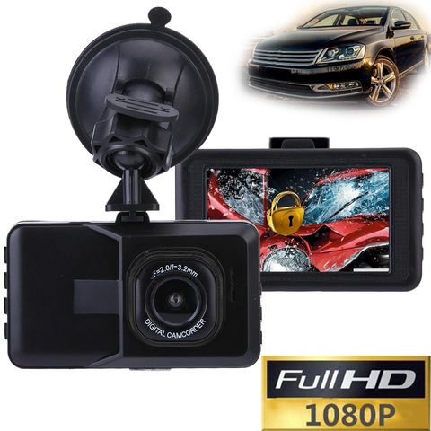 Caméra de voiture DVR Full HD 1080P, 3 pouces, TFT, 1200 millions de Piexl, avec détection de mouvement, Vision nocturne, capteur G, avec jeu de câbles de support ► Photo 1/6