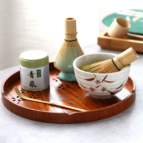 Service à thé japonais matcha, bol en bambou, support de fouet, plateau ► Photo 1/5