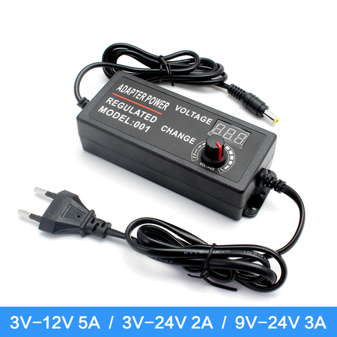 Transformateur AC Variable 220V à 12V, réglable, 9V, 24V, 3 volts, 3 V, 3a, 5a, 2a, adaptateur d'alimentation universel écran d'affichage LED ► Photo 1/6