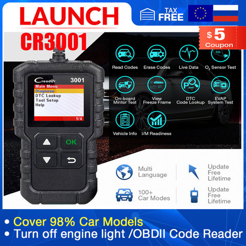 LAUNCH – outil de Diagnostic automobile CReader 3001, lecteur de code OBD2 (X431/CR3001), scanner complet pour moteur éteint (PK CR319/ELM327) ► Photo 1/6