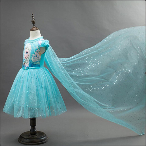 Robe de princesse reine des neiges pour filles de 3 à 10 ans, tenue fantaisie Anna Elsa pour fête d'anniversaire, vêtements Cosplay pour enfants ► Photo 1/6