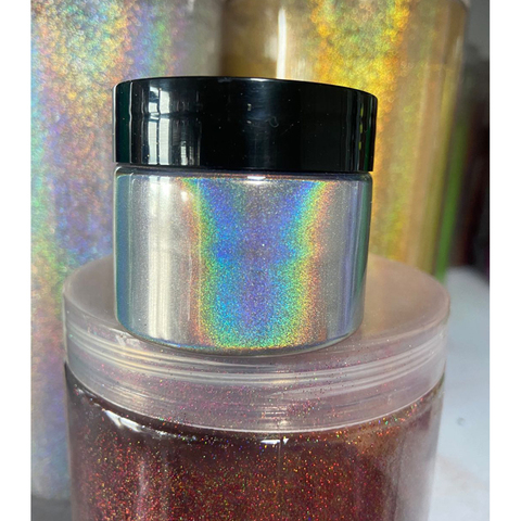 Pigment holographique extra fin pour les ongles 35 um, paillettes pour l'art de la manucure, comme ombre à paupières ou pour le corps, de couleur argentée caméléon outil de bricolage, ► Photo 1/5