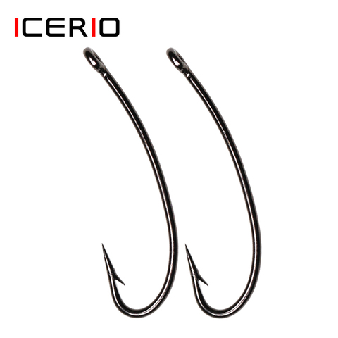 ICERIO – crochet pour attacher des mouches sèches, 500 pièces, oeil droit incurvé, à longue tige 3X, fil Standard, pointe pointue, Nickel noir ► Photo 1/6