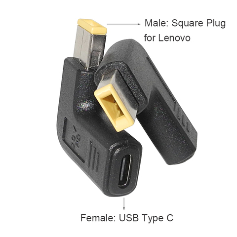 Adaptateur USB Type C femelle vers mâle carré, convertisseur d'alimentation cc, connecteur de chargeur d'ordinateur portable pour Lenovo T450 T450s T460 T470 T470s ► Photo 1/6