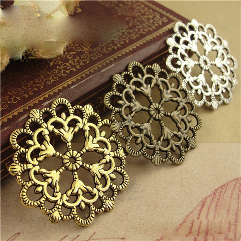 Pendentifs en Bronze Antique avec motifs floraux, pendentifs ronds, accessoires de haute qualité pour fabrication de bijoux, vente en gros, 29mm, DIY, 20 pièces ► Photo 1/6