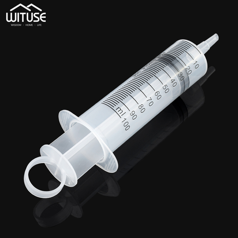 1pc 100ml grande capacité en plastique jetable seringue entrée pompe huile mesure Tube transparent seringue pour laboratoire distribution seringue pièces ► Photo 1/6