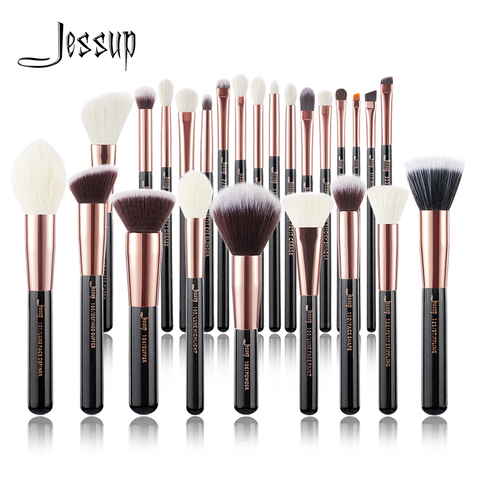 Ensemble de pinceaux de maquillage Jessup Fond de teint poudre Ombre à paupières pinceaux teint maquillage 6pcs-25pcs Noir/rose Or ► Photo 1/6