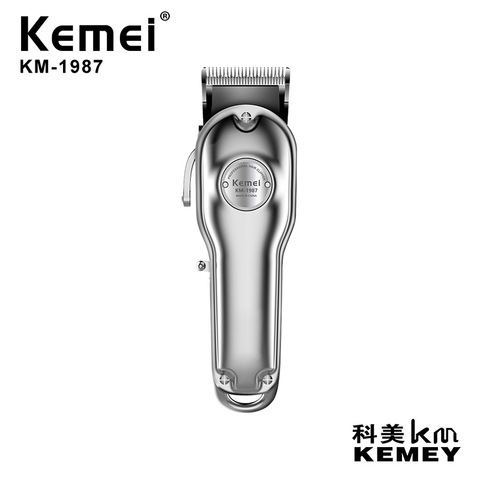 Kemei 1987 – tondeuse à cheveux électrique sans fil pour hommes, appareil de coiffure professionnel en métal argenté et doré ► Photo 1/6