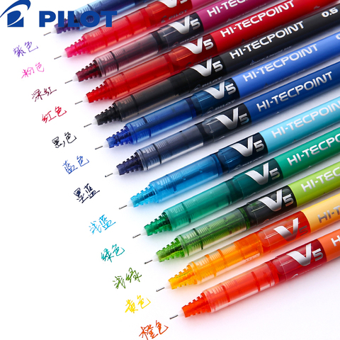 Stylo à bille liquide plat à aiguille complète BX-V5, 12 pièces/12 couleurs, BX-V5 mm, 0.5mm, stylo gel coloré, grande capacité ► Photo 1/6