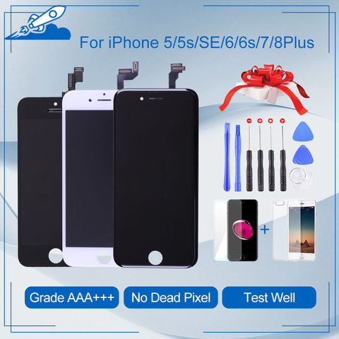 Elekworld De Qualité Pour iPhone 6 6S 7 8 Plus D'écran de Convertisseur Analogique-Numérique de Contact d'affichage à cristaux liquides Assemblée Remplacement Pour iphone 5S Écrans D'affichage ► Photo 1/6