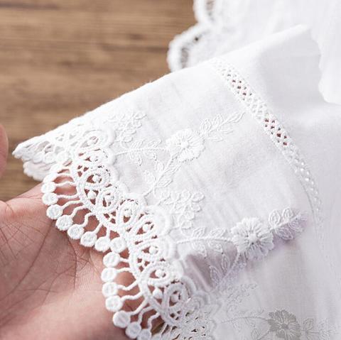 Tissu en dentelle brodée, 100% coton, de 15cm de large, 3yds/lot, respectueux de l'environnement, garniture ondulée, accessoires de couture, bricolage X023 ► Photo 1/5