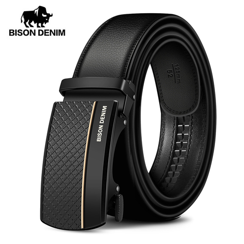 BISON-ceinture en cuir véritable pour homme, ceinture automatique, de styliste, de bonne qualité, de mode, N71416 ► Photo 1/6