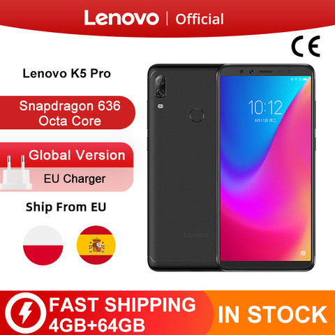 Version mondiale originale Lenovo K5 Pro 4 go de RAM 64 go ROM Snapdragon 636 Octa Core quatre caméras 5.99 pouces 4G LTE Smartphone ► Photo 1/6