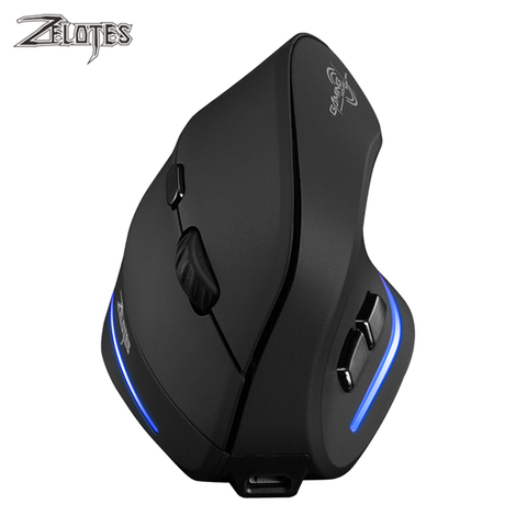 ZELOTES F-35 sans fil 2.4GHz Rechargeable souris verticale 6 boutons 2400 DPI réglable ergonomique optique souris d'ordinateur de jeu ► Photo 1/6