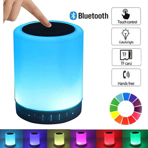 Portable sans fil Bluetooth haut-parleur Mini lecteur tactile Pat lumière coloré LED veilleuse lampe de Table de chevet pour mieux dormir ► Photo 1/6